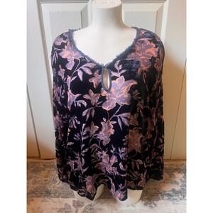 Whimsigoth Sundance Velvet Burnout Blouse Forest Fairy Lagenlook Indie Size M